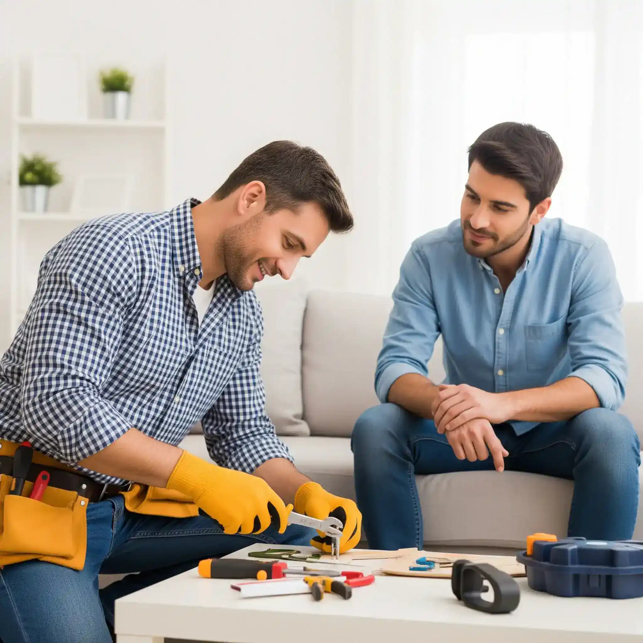 A professional helping a homeowner